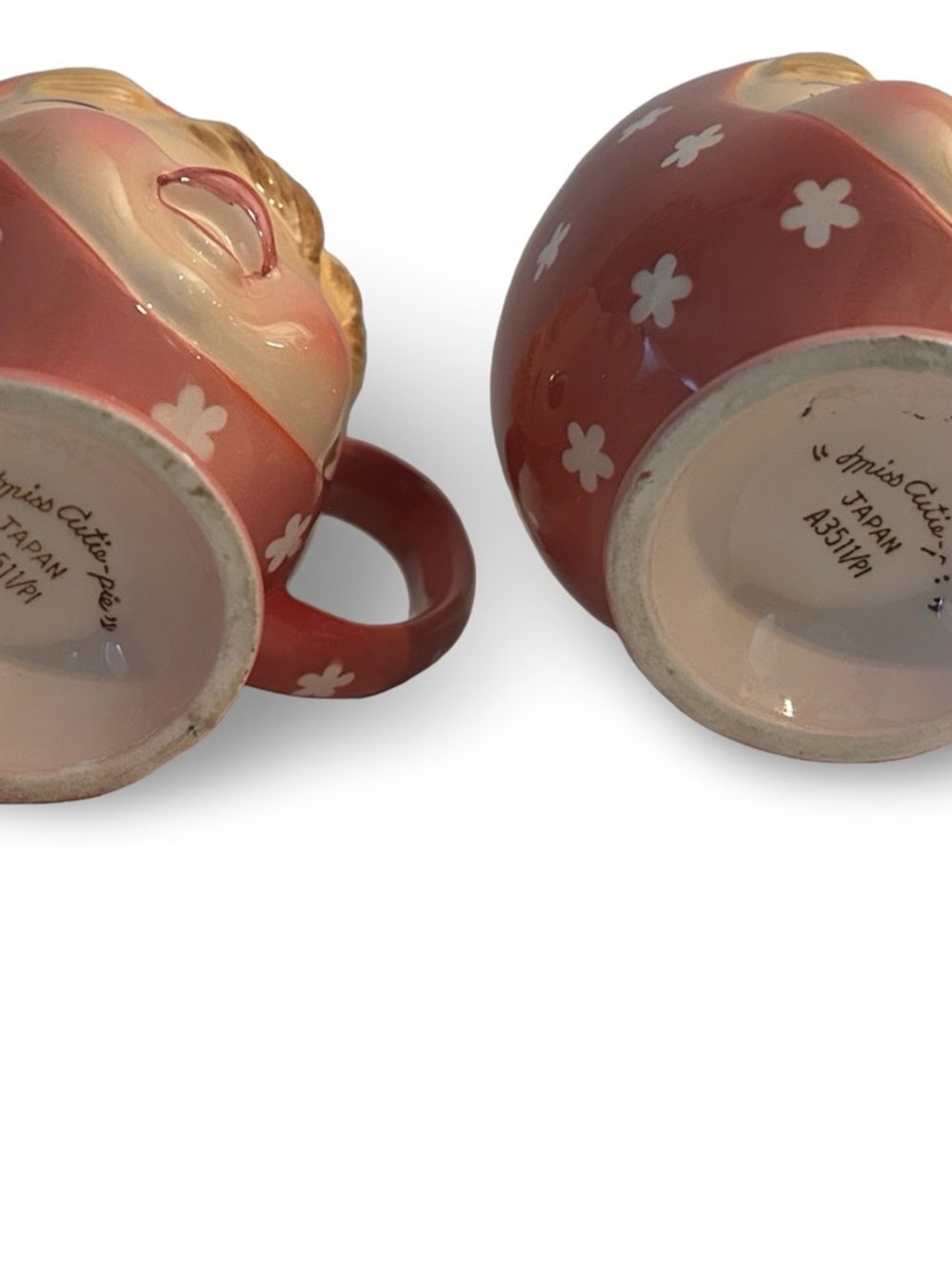 Vintage Napcoware Anthropomorphic Girl Face Mug Set 2 Japan Kitschy Ceramic Cups - Picture 3 of 8
